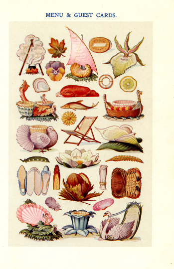 Vintage Food Cookery Illustration 'Menu & Guest Cards'