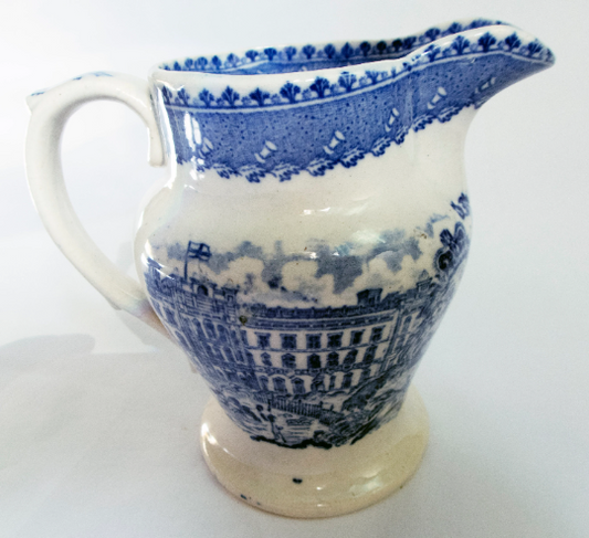 Blue and White Transferware Armorial Pattern Jug