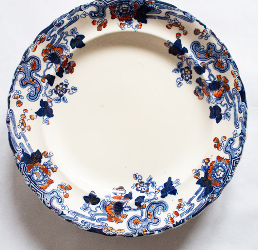 Keeling & Co. 'Tokio' Blue and White Transferware 9.5" Dinner Plates (4)