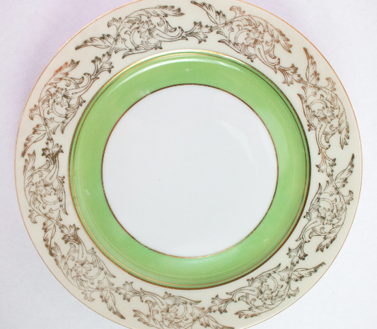 Japanese Tokyo China Green and Gold Side Plates (4)