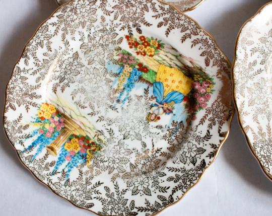 Colclough Bone China 'Crinoline Lady' Pattern Side Plates (4)