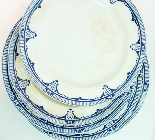 Burgess & Leigh Burleigh Ware Blue and White Plates (5)