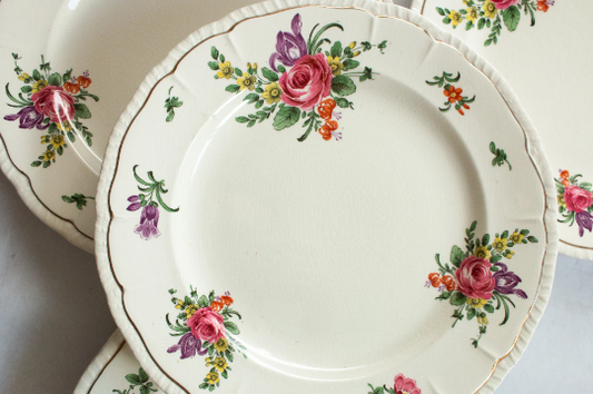 Putney & Co. Bristol 10" Dinner Plates Plates with Floral Detail (4)