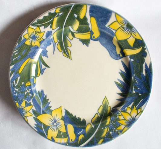 English Ironstone Tableware EIT 9.75" Dinner Plates with Exotic Birds Detail (4)