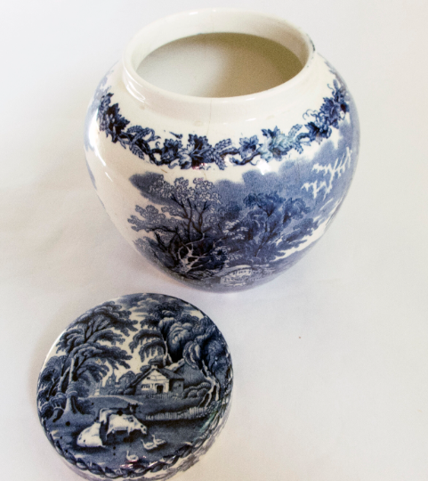 Booths 'British Scenery' Blue and White Transferware Ginger Jar