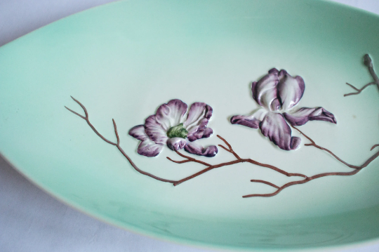 Carlton Ware Australian Design Green Moulded Leaf Dish