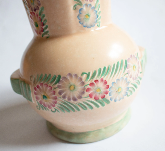 Crown Devon Art Deco Style Large Moulded Vase with Floral Detail