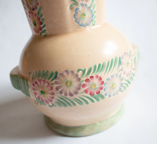 Crown Devon Art Deco Style Large Moulded Vase with Floral Detail