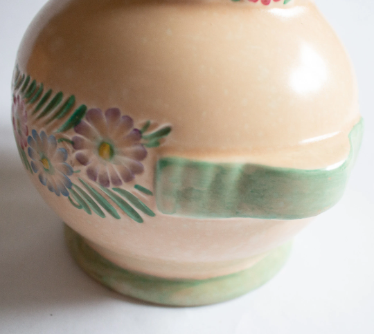 Crown Devon Art Deco Style Large Moulded Vase with Floral Detail