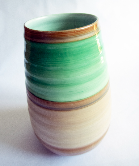 Shelley Harmony Ware Green and Brown Banded Vase