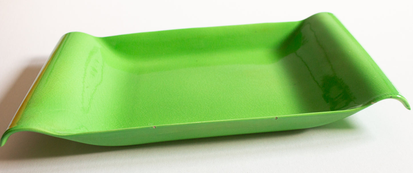 Vintage Mid Century Carlton Ware Australian Design Green Majolica Rectangular Dish