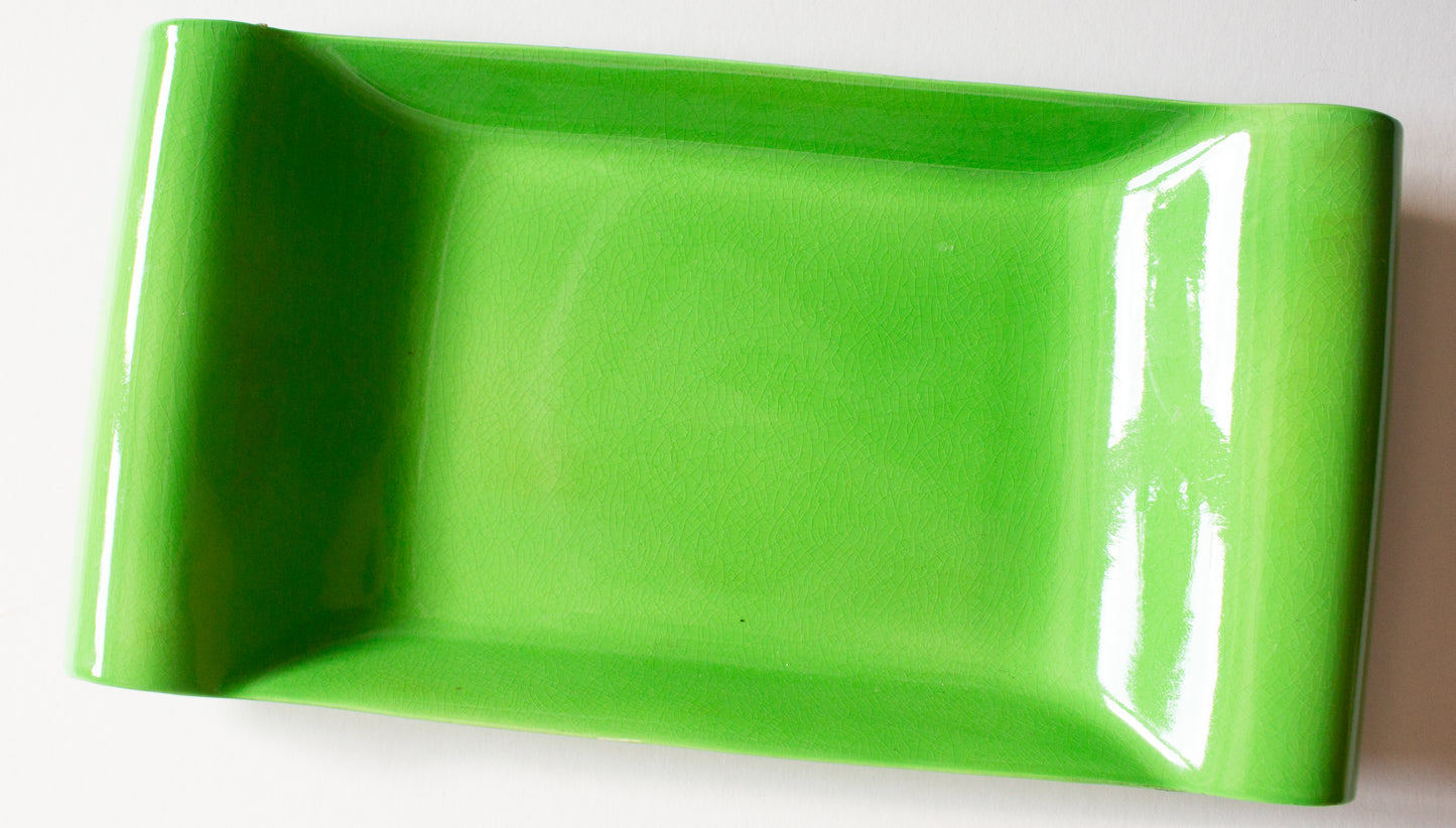 Vintage Mid Century Carlton Ware Australian Design Green Majolica Rectangular Dish