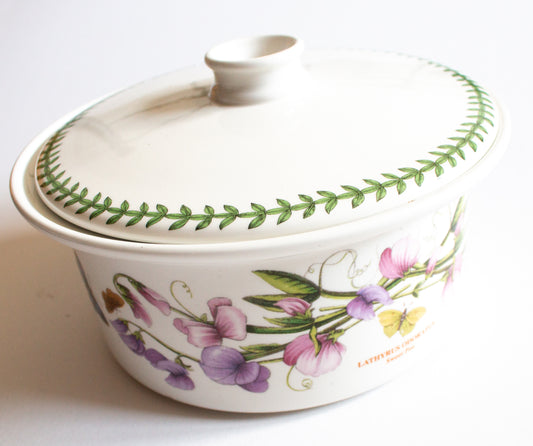 Portmeirion Botanic Garden 'Sweet Pea' Lidded Round Oven to Table Dish or Serving Dish