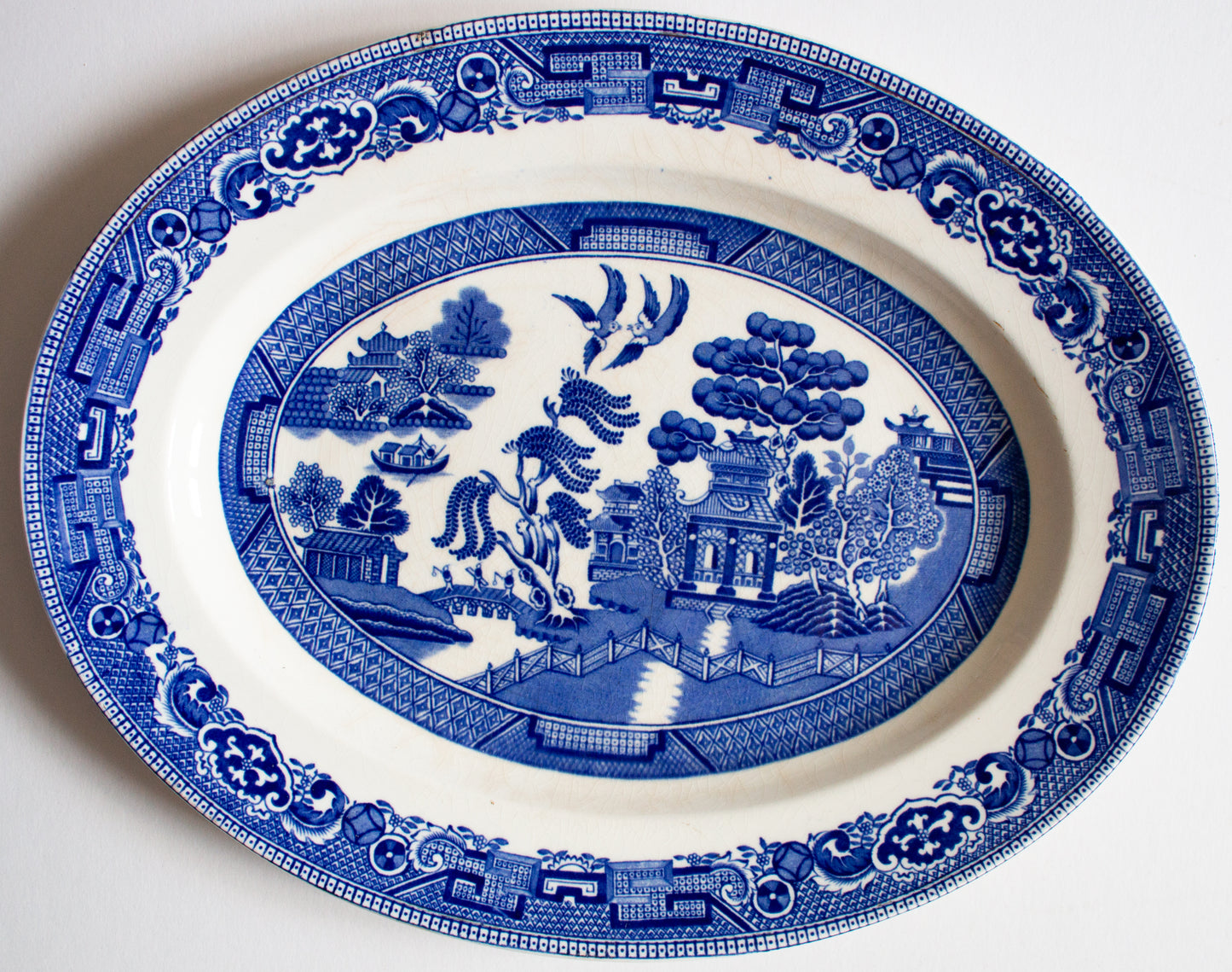 Alfred Meakin 'Old Willow' Pattern Blue and White Transferware Serving Platter