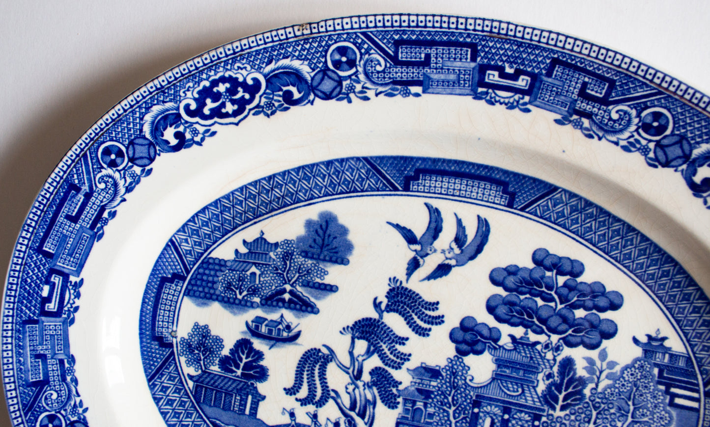 Alfred Meakin 'Old Willow' Pattern Blue and White Transferware Serving Platter