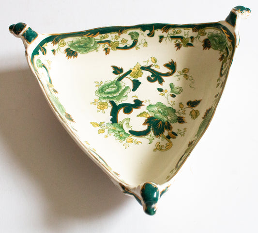 Masons Ironstone China 'Chartreuse' Pattern Triangular Dish with Moulded Dragon Handles