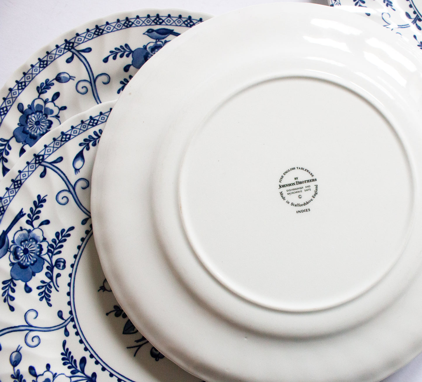 Johnson Brothers 'Indies' Blue and White Transferware 9.75" Dinner Plates (6)