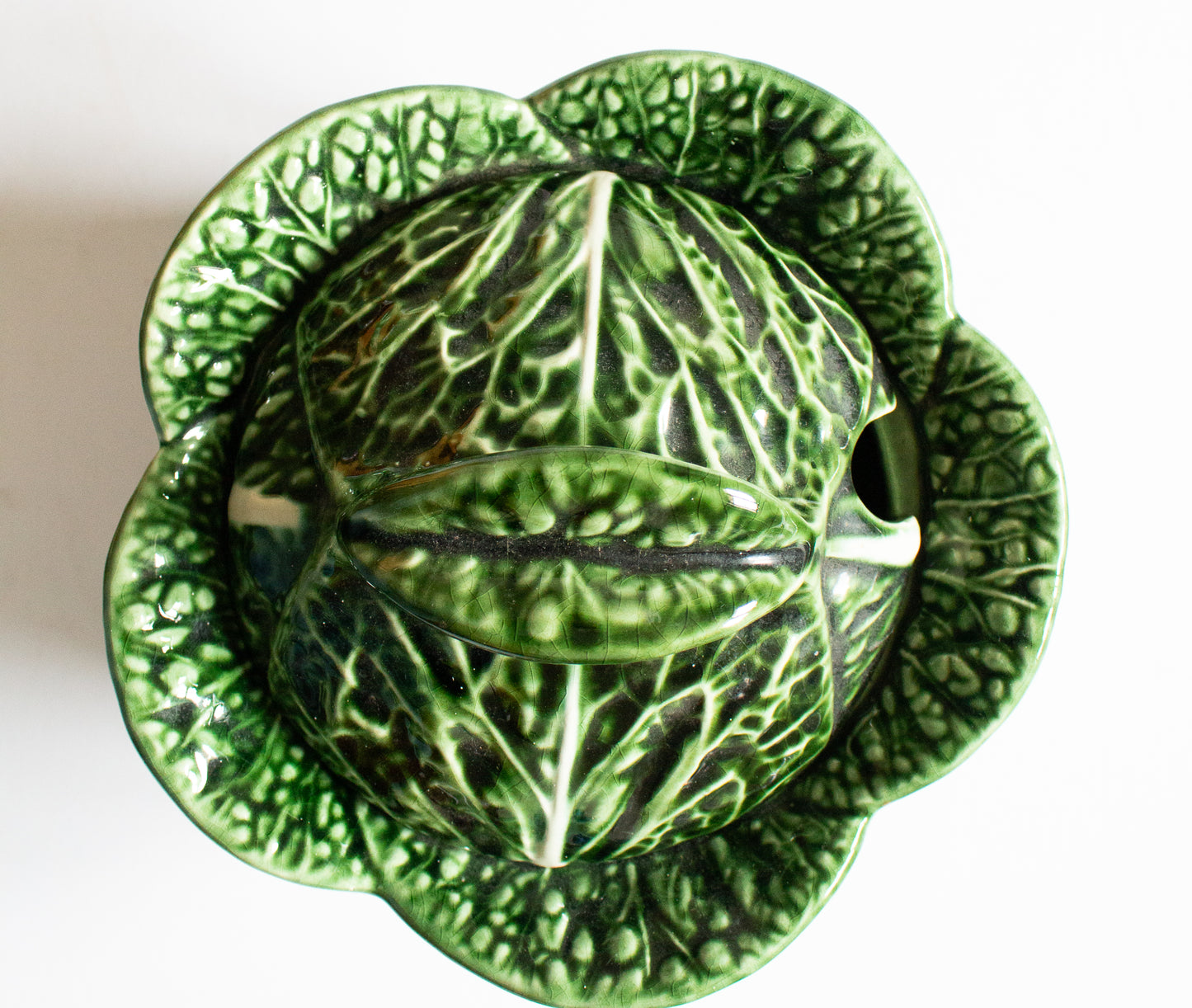 Subtil Portugal Green Cabbage Leaf Majolica Lidded Tureen