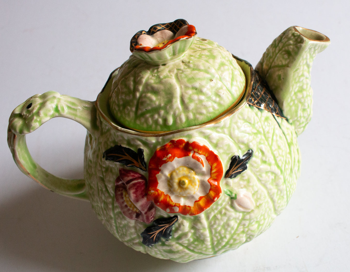 Melba Ware Green Majolica Teapot