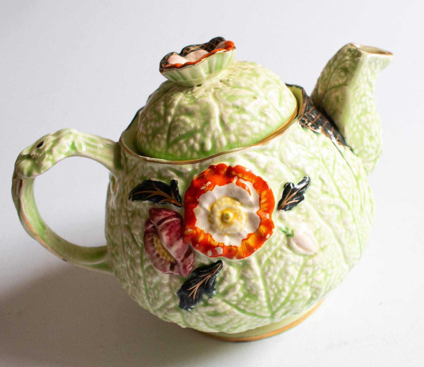 Melba Ware Green Majolica Teapot