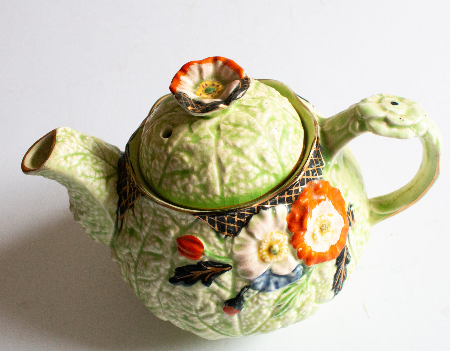 Melba Ware Green Majolica Teapot