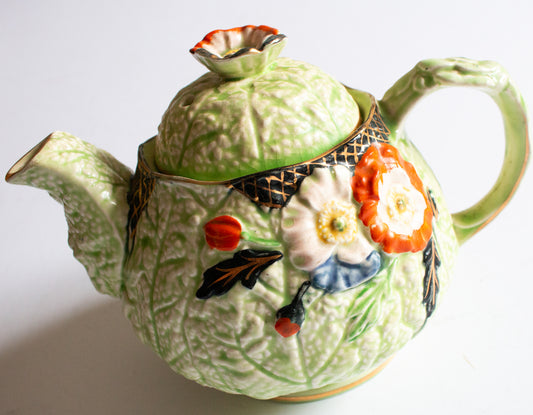 Melba Ware Green Majolica Teapot