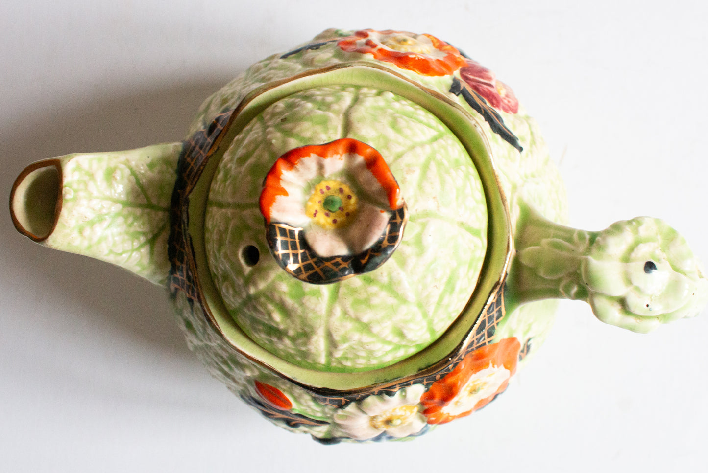 Melba Ware Green Majolica Teapot