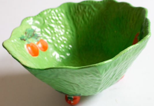 Vintage Green Majolica Leaf Tomato Serving Dish