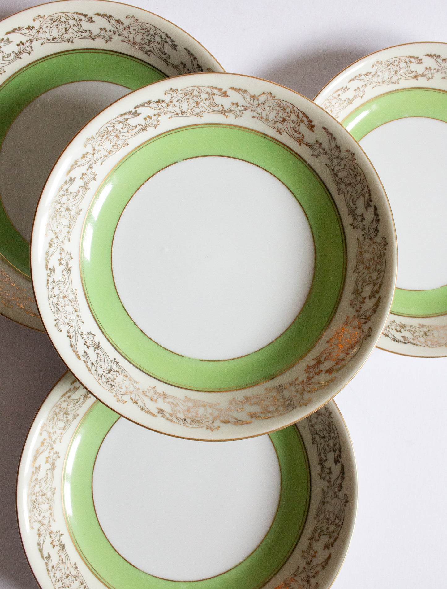 Tokyo China Green and Gold Soup Bowls (4)