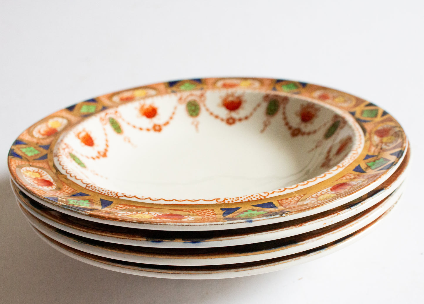 J. M. & Co. 'Devon' Pattern Rimmed Fruit Saucers or Bowls (4)