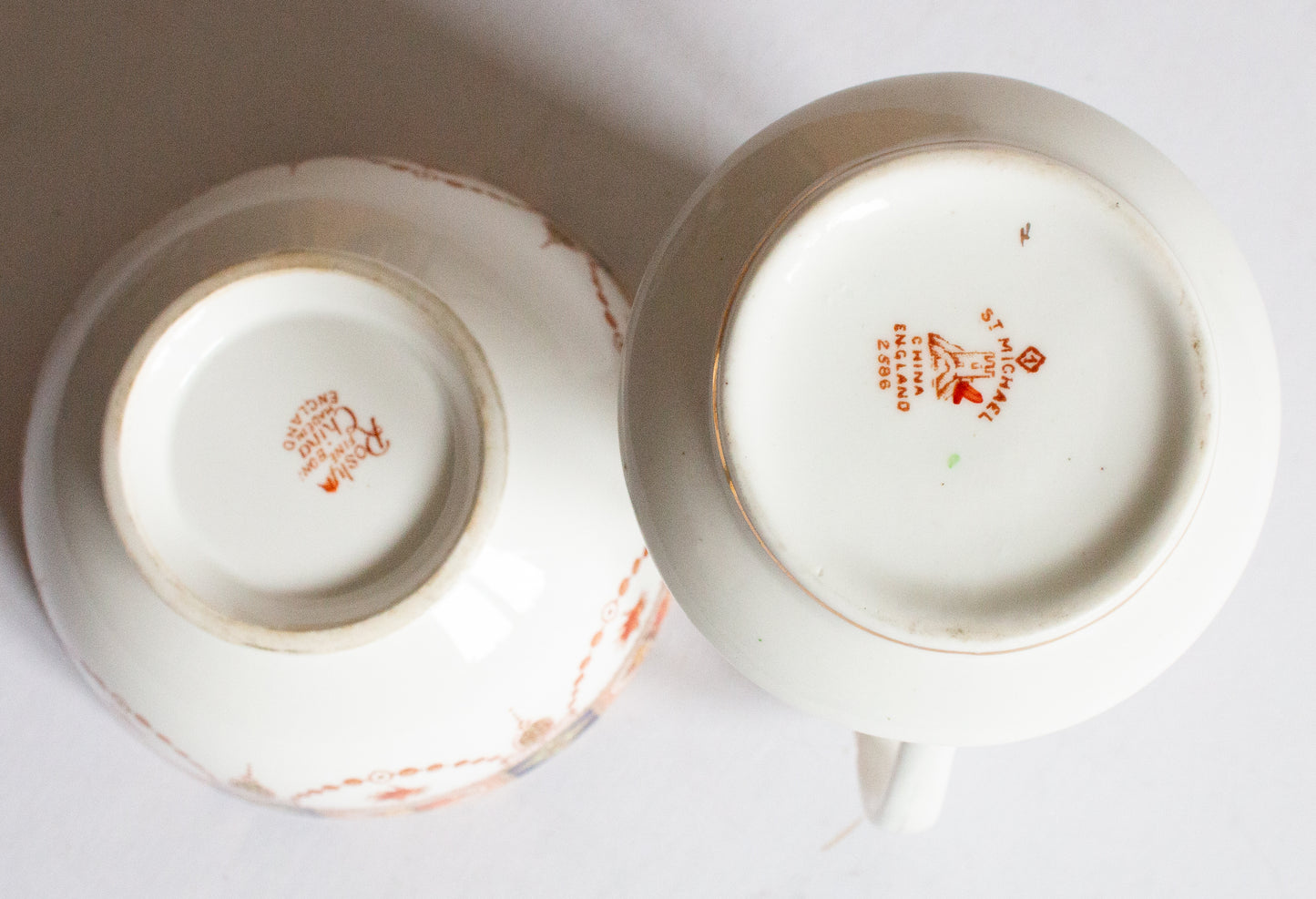 Antique Imari China Near Matching Sugar Bowl and Creamer Set