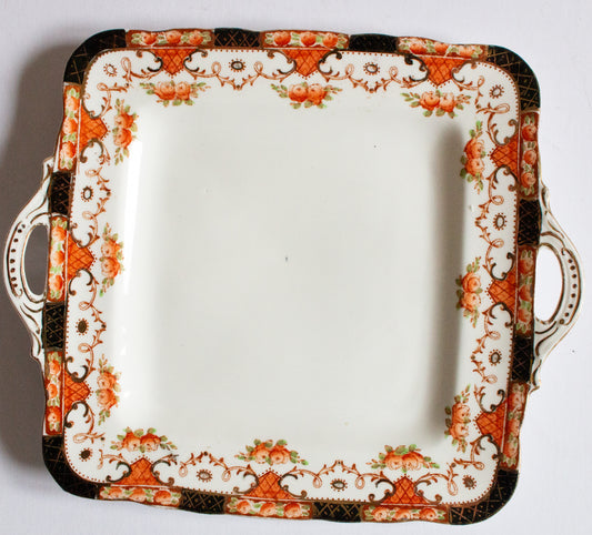 Sutherland China Square Imari Cake Plate or Sandwich Plate with Gilt Detail