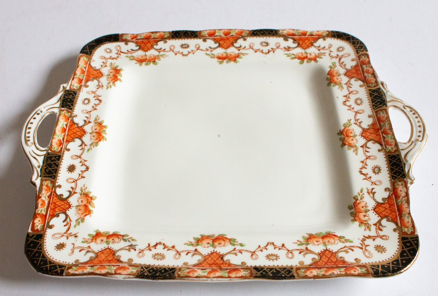 Sutherland China Square Imari Cake Plate or Sandwich Plate with Gilt Detail