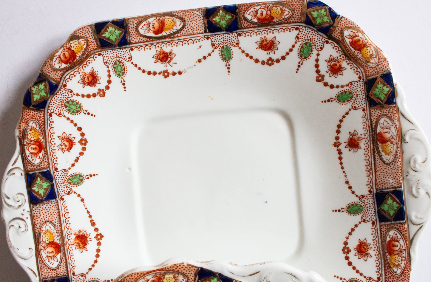 Vintage Square China Imari Cake Plates or Sandwich Plates with Gilt Detail (2)