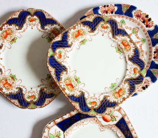 Mismatched Edwardian China 7" Side Plates with Gilt Detail (4)