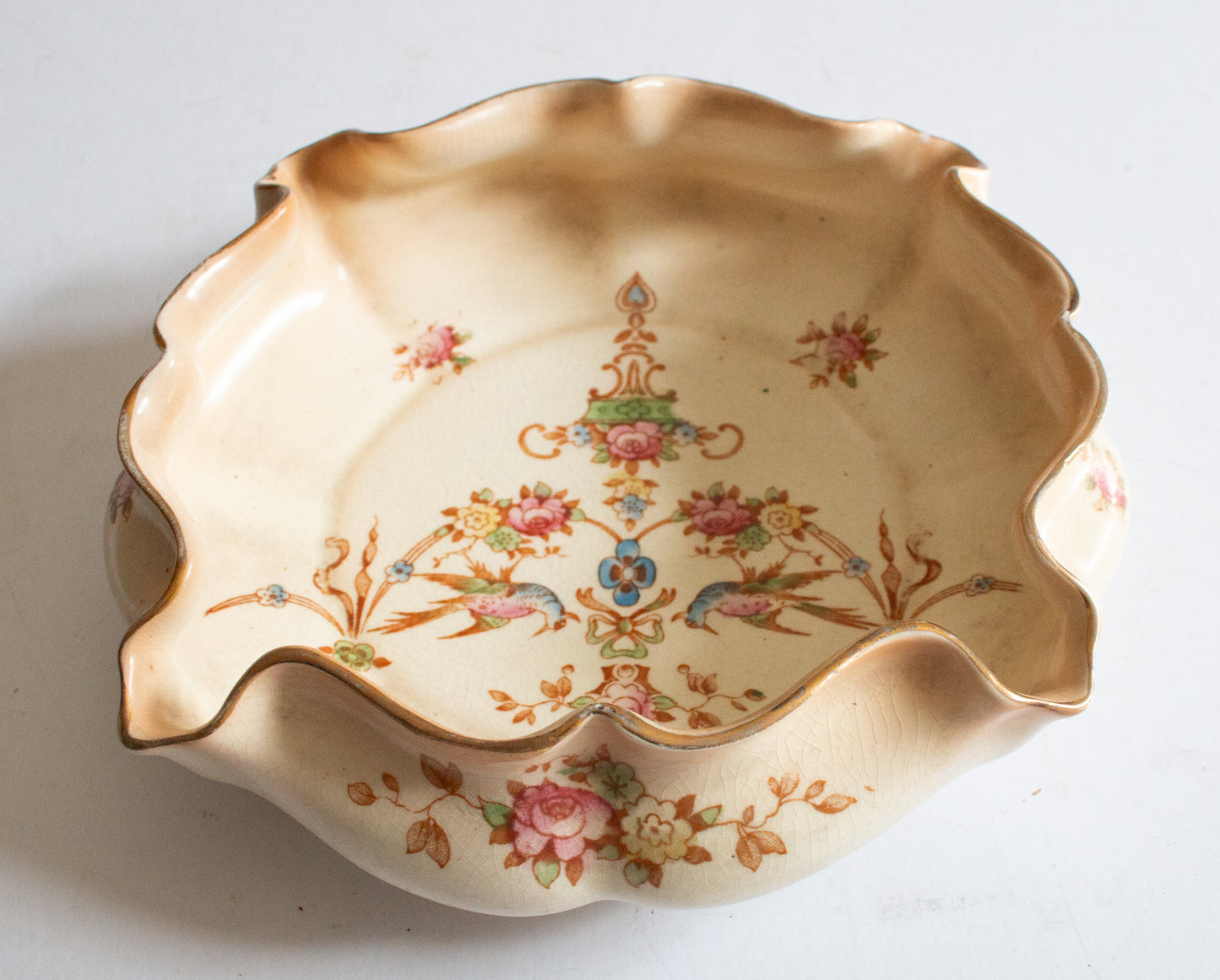 Crown Fieldings Stoke on Trent 'Eva' Pattern Scalloped Blushware Dish