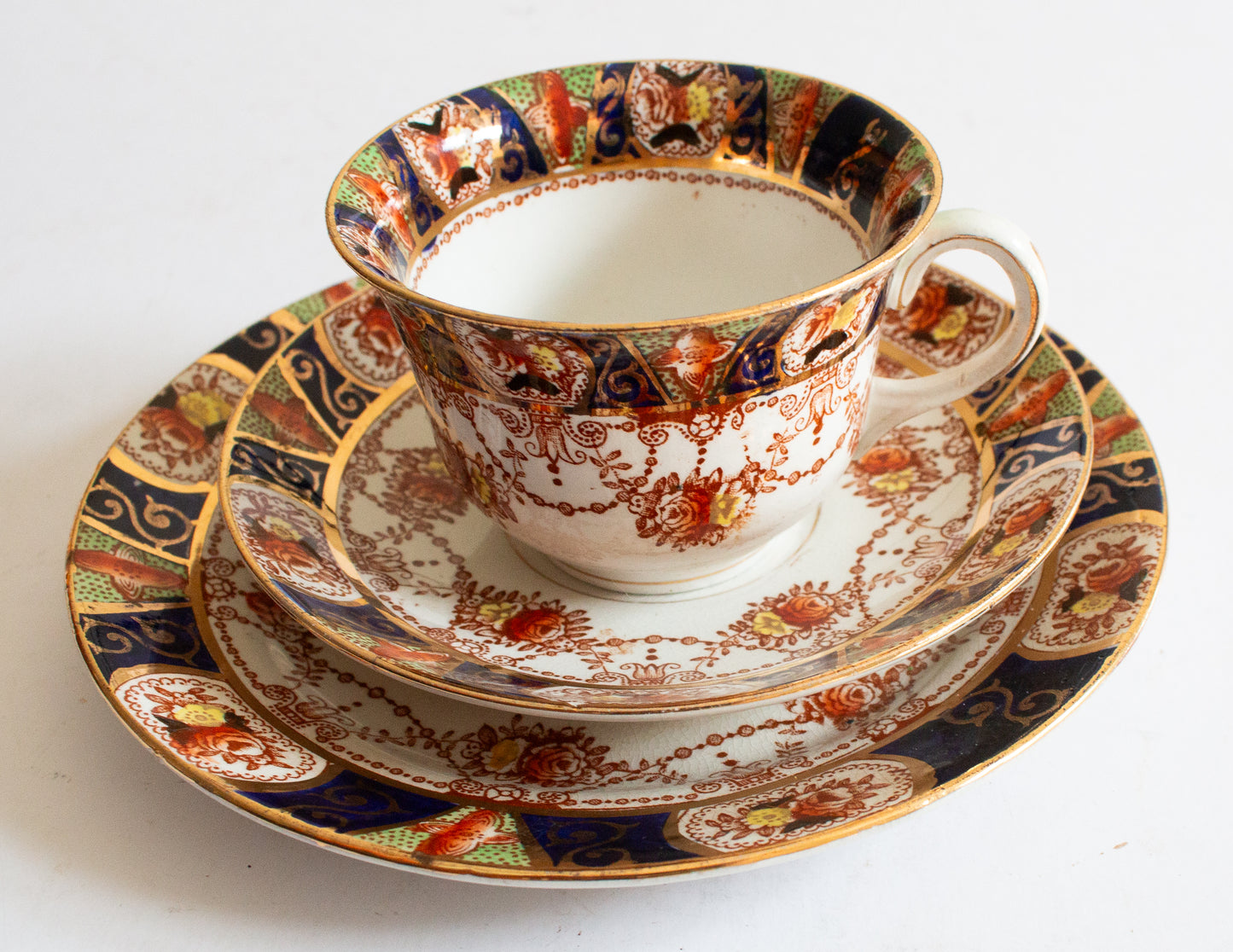 Burgess Bros. Longton Carlisle Ware Teacup Trio