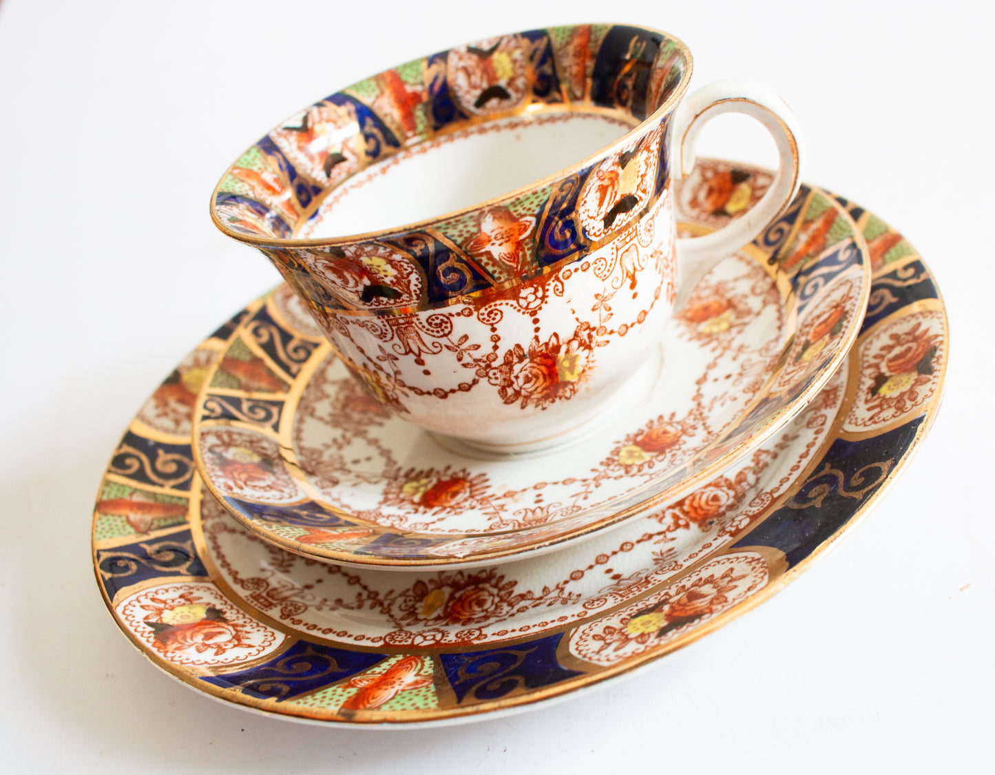 Burgess Bros. Longton Carlisle Ware Teacup Trio