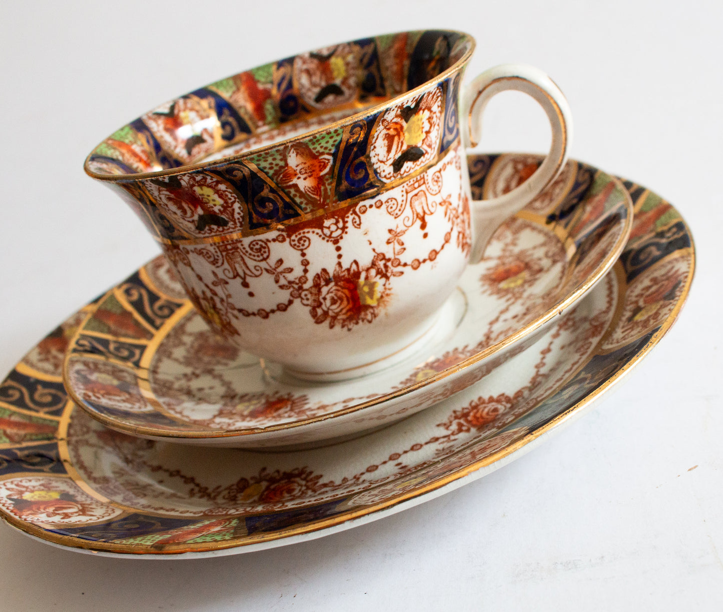 Burgess Bros. Longton Carlisle Ware Teacup Trio