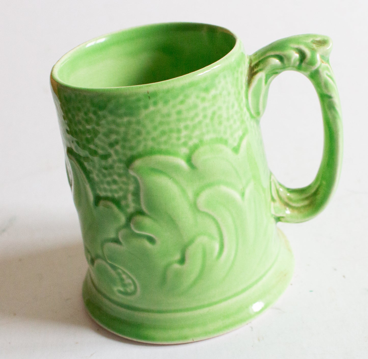 Vintage Green Majolica Sterling 'Acanthus' Pattern Mug or Tankard