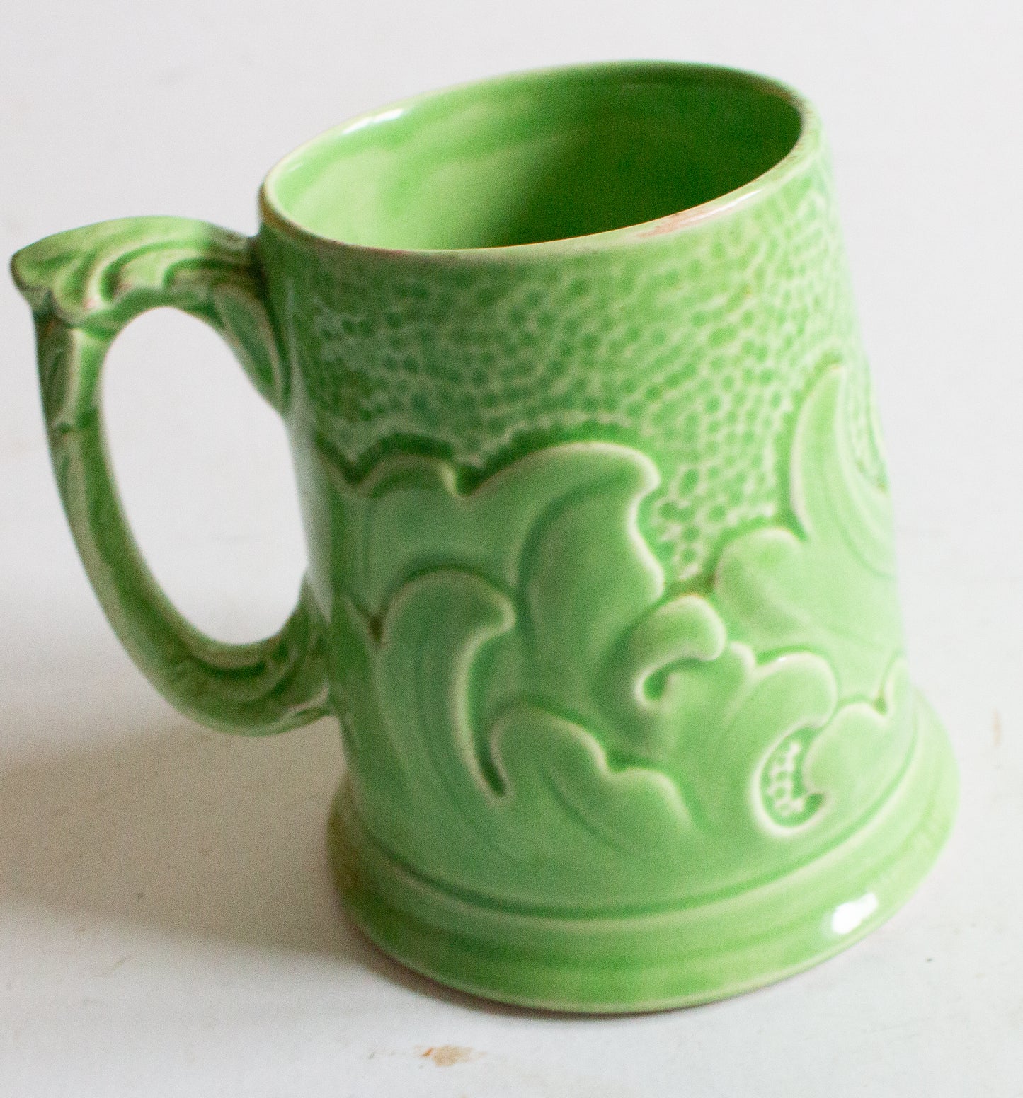 Vintage Green Majolica Sterling 'Acanthus' Pattern Mug or Tankard