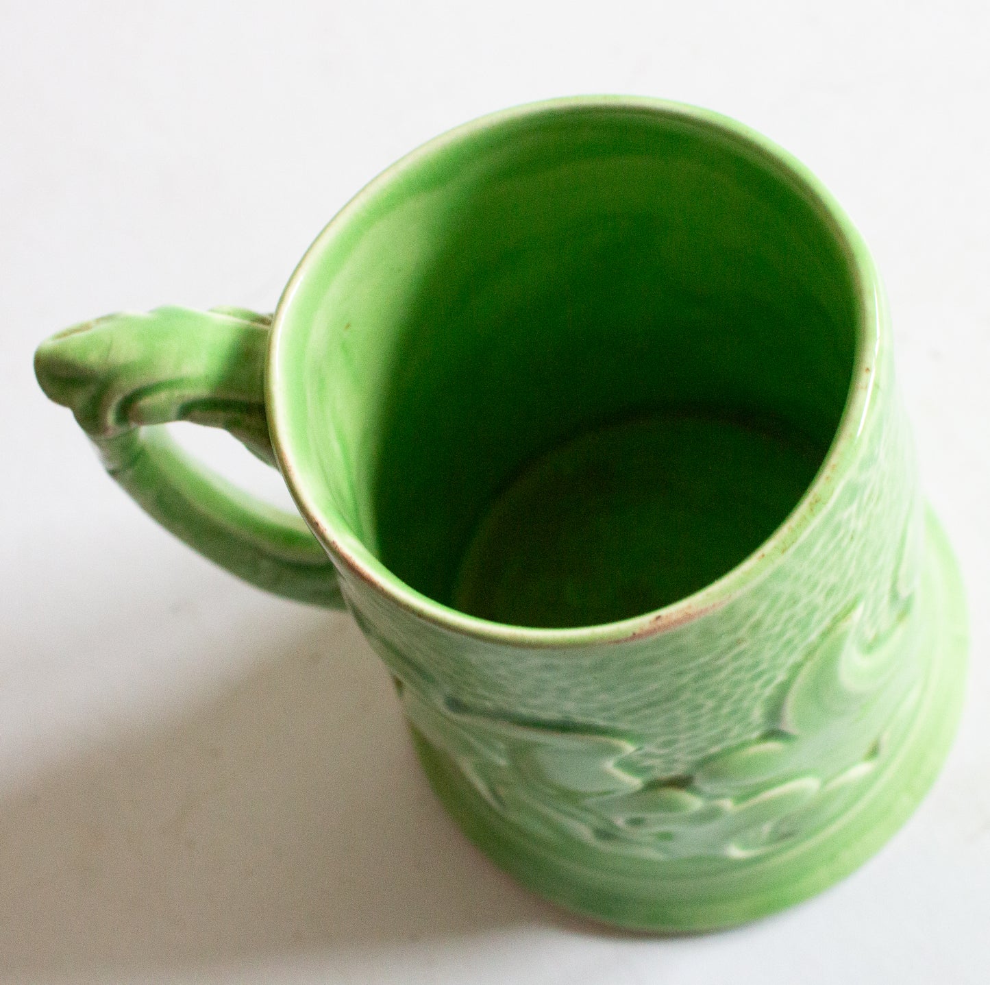 Vintage Green Majolica Sterling 'Acanthus' Pattern Mug or Tankard