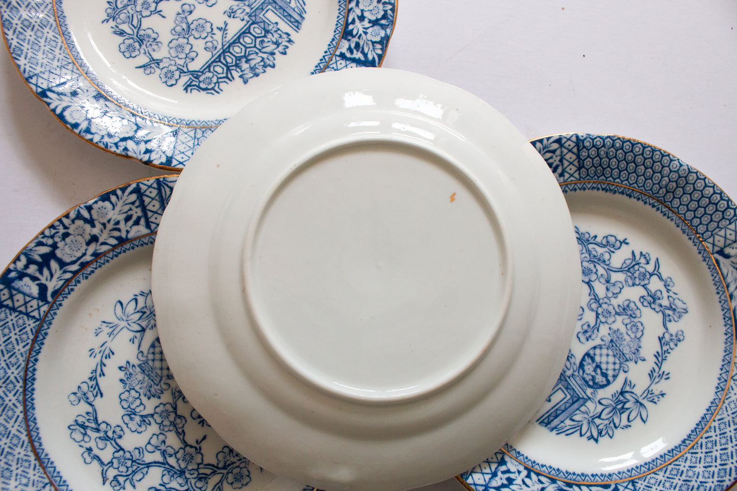 Vintage Blue and White Transferware 6.5" Side Plates (4)