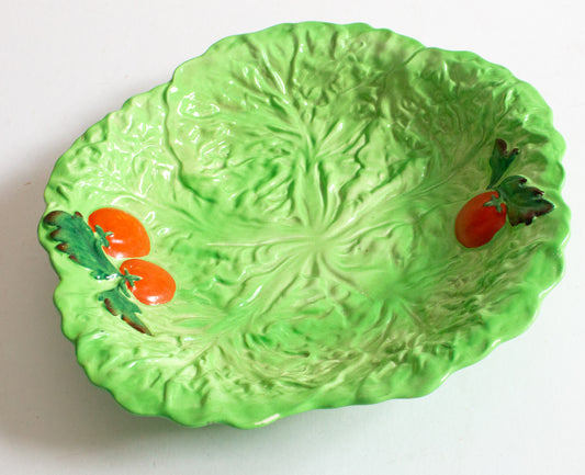 Carlton Ware Green Majolica Leaf Tomato Serving Dish