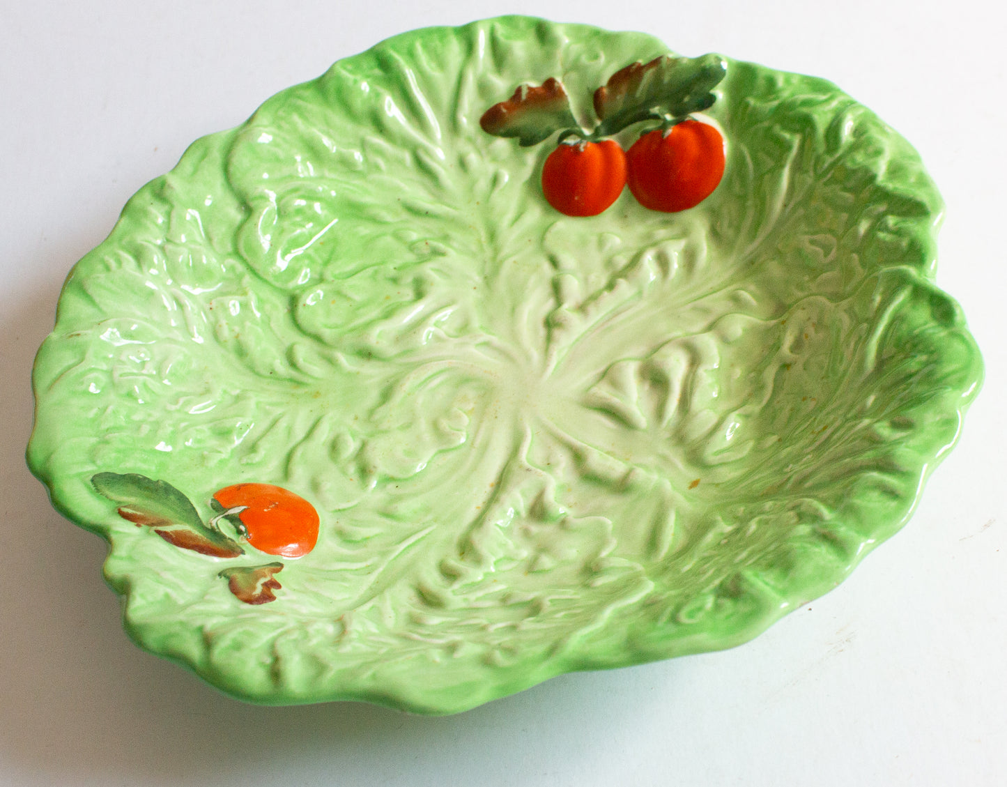 Carlton Ware Green Majolica Leaf Tomato Serving Dish