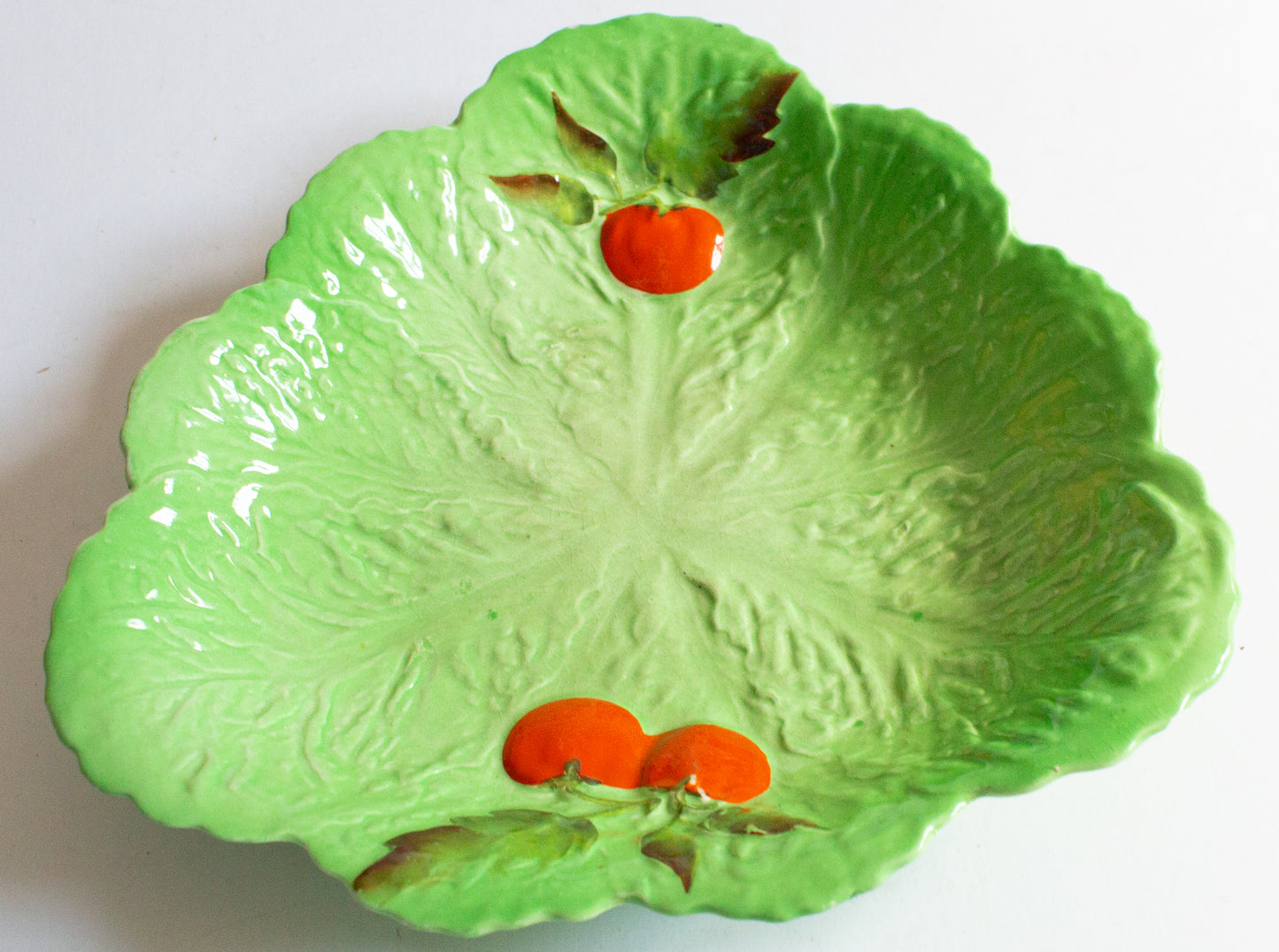 Carlton Ware Green Majolica Leaf Tomato Serving Dish