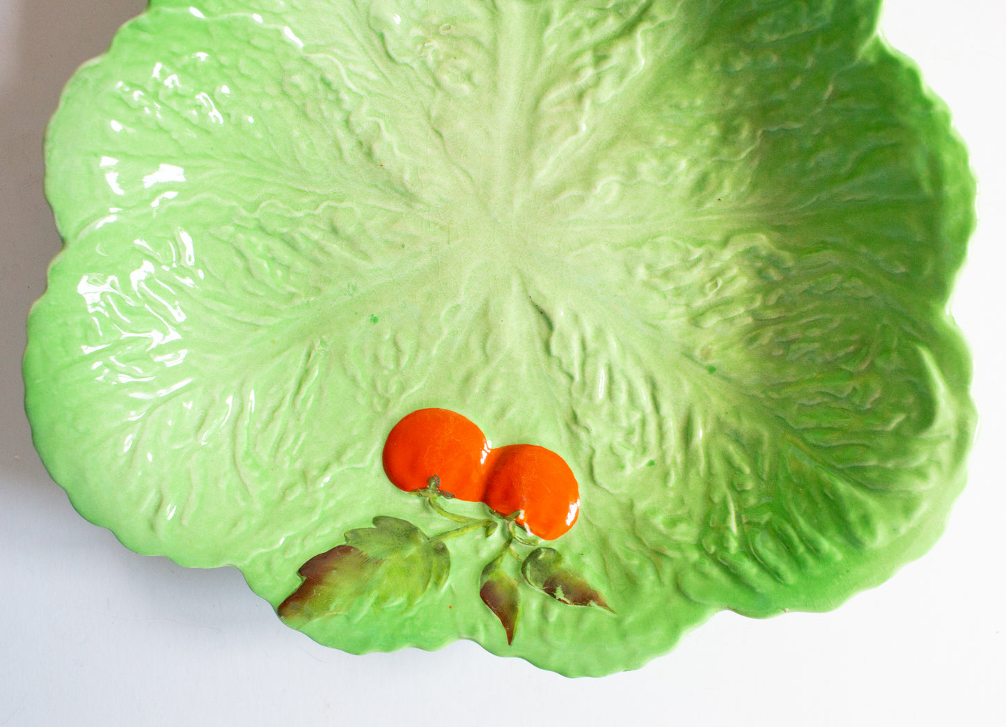 Carlton Ware Green Majolica Leaf Tomato Serving Dish