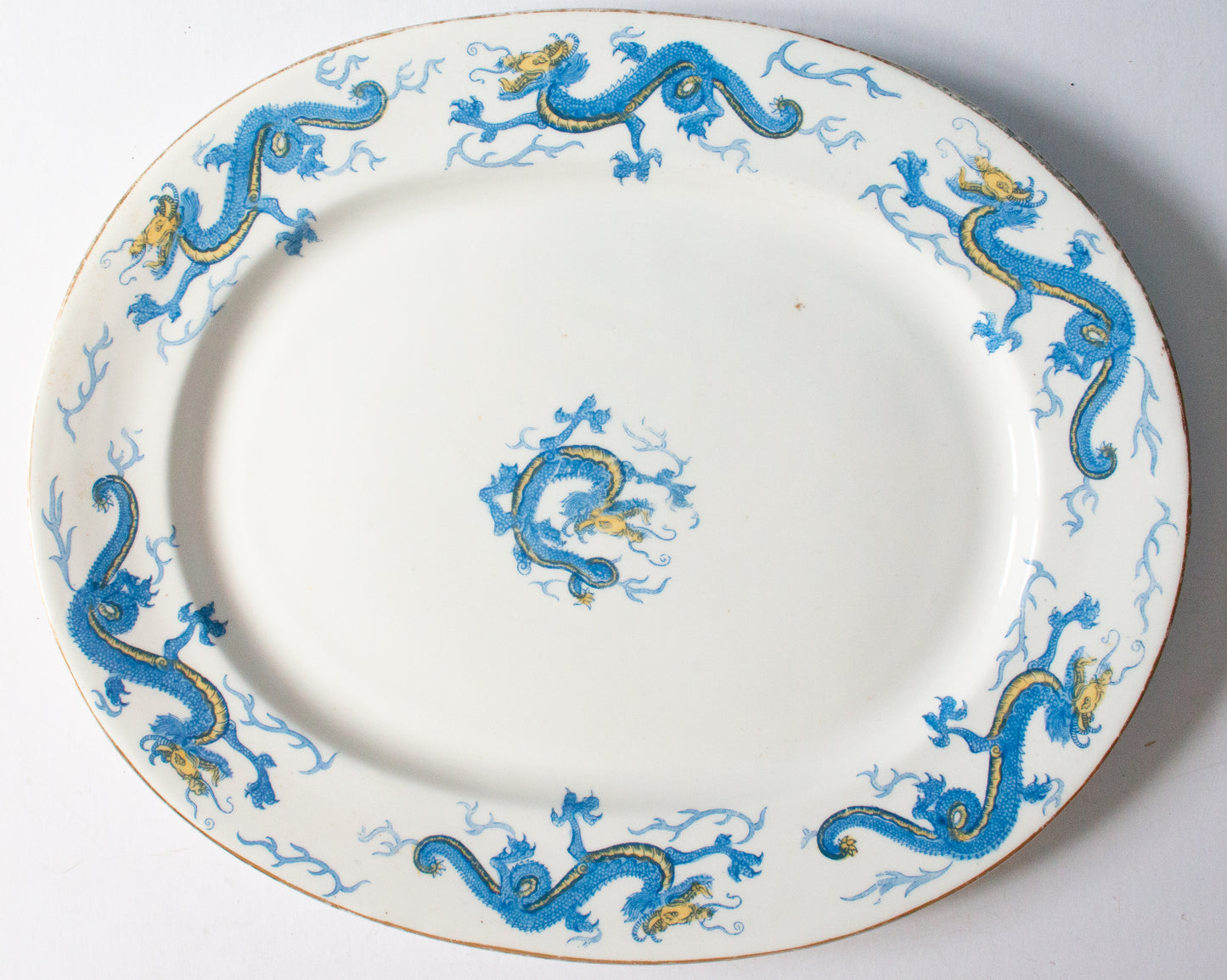 Salon China 'Dragon' Pattern Blue and Yellow Small Blue and White Serving Platter