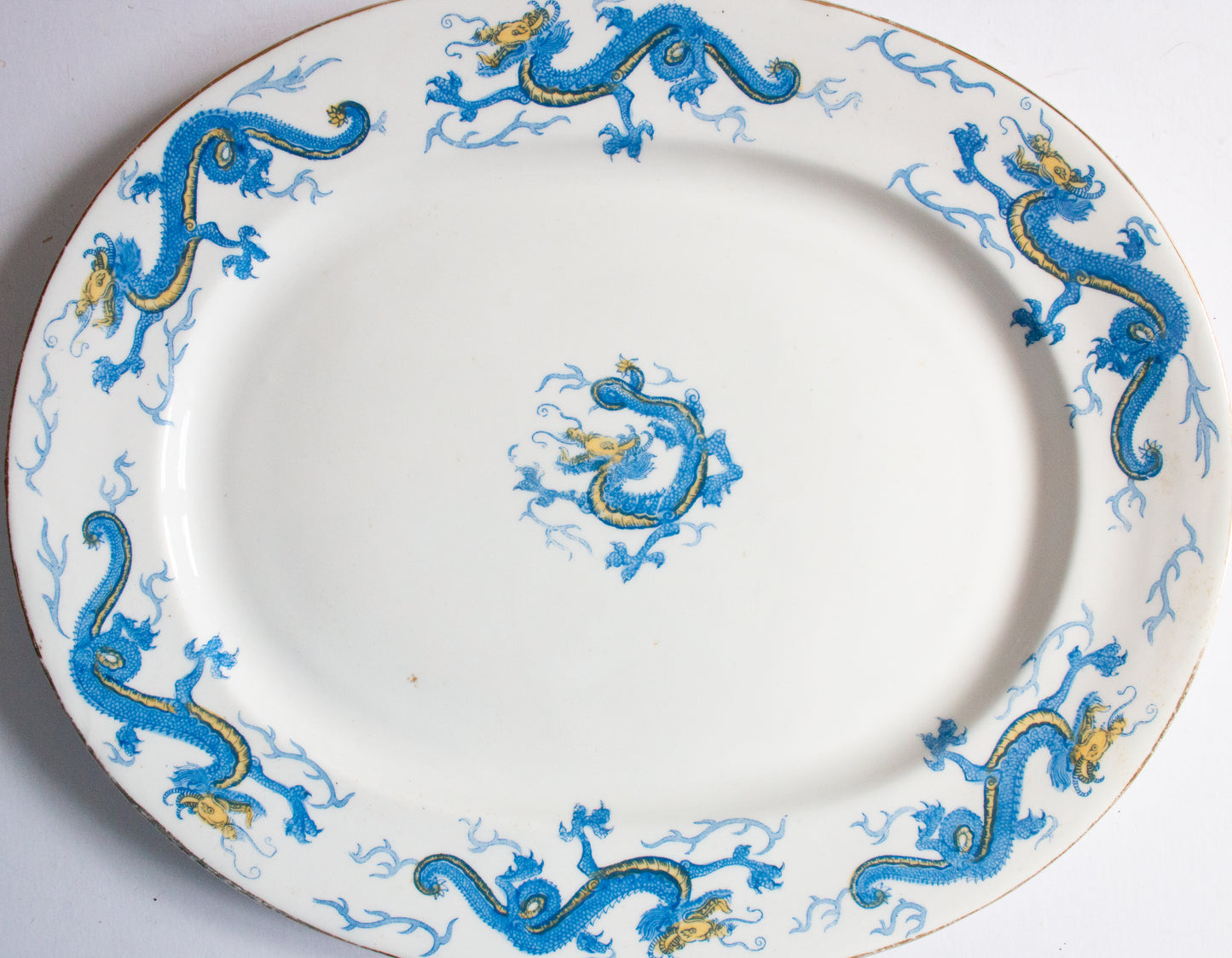 Salon China 'Dragon' Pattern Blue and Yellow Small Blue and White Serving Platter