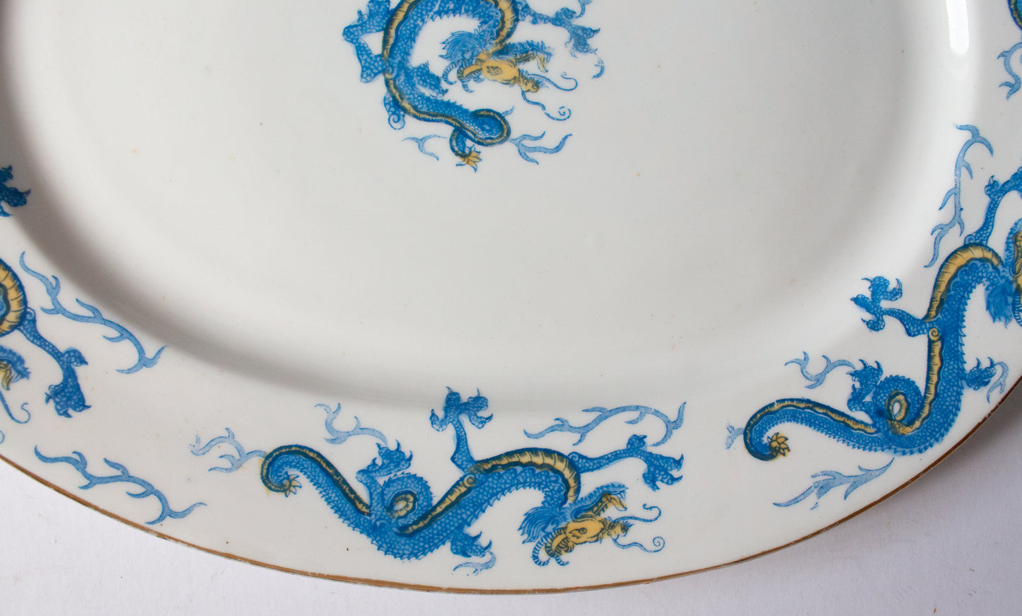 Salon China 'Dragon' Pattern Blue and Yellow Small Blue and White Serving Platter